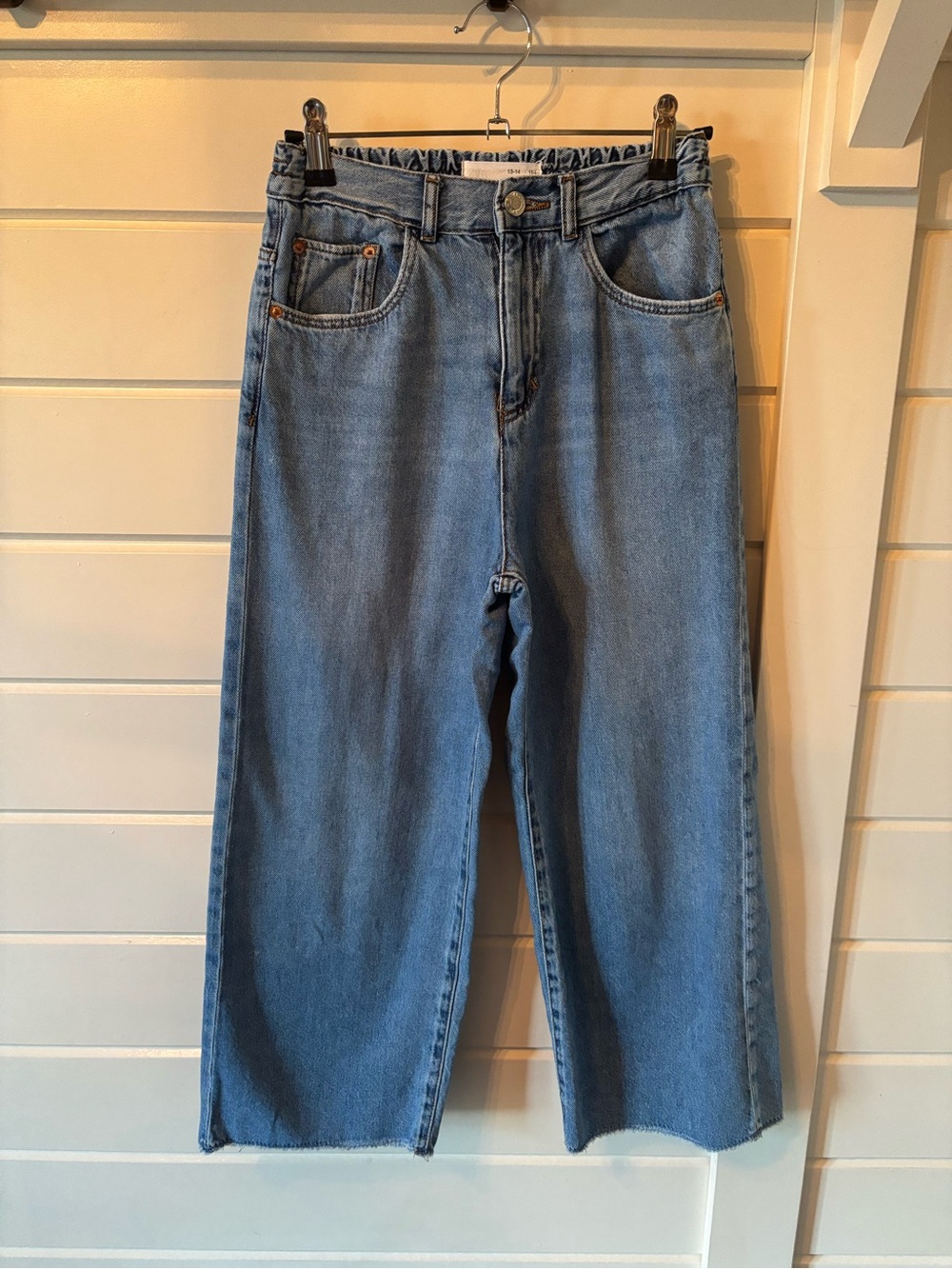 Zara Girls Youth 13-14 Baggy Light Blue Wide-Leg Jeans